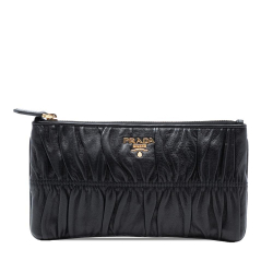 Prada AB Prada Black Nappa Leather Leather Nappa Gaufre Pouch Italy