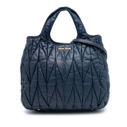 Miu Miu B Miu Miu Blue Navy Calf Leather Matelasse Nappa Satchel Turkey