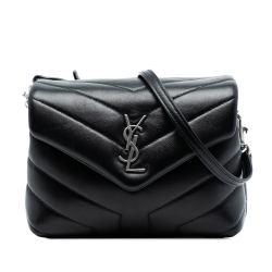 Saint Laurent AB Saint Laurent Black Calf Leather Toy Matelasse Monogram LouLou Crossbody Italy