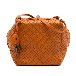 Bottega Veneta B Bottega Veneta Orange Nappa Leather Leather Nappa Intrecciato Cube Crossbody Italy