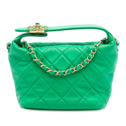 Chanel AB Chanel Green Lambskin Leather Leather Small Quilted Lambskin Perfect Meeting Hobo Italy