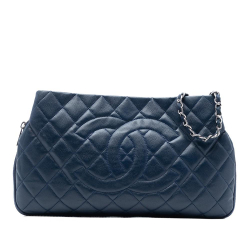Chanel AB Chanel Blue Navy Caviar Leather Leather CC Quilted Caviar Expandable Tote Italy
