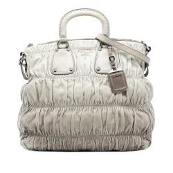 Prada B Prada Gray Light Gray Nappa Leather Leather Nappa Gaufre Ombre Satchel Italy