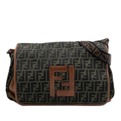 Fendi B Fendi Brown Canvas Fabric Zucca FF Messenger Bag Italy