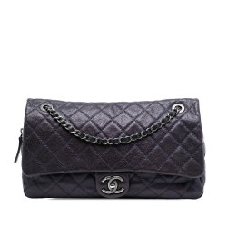 Chanel AB Chanel Purple Plum Caviar Leather Leather Jumbo Quilted Iridescent Caviar Easy Flap Italy