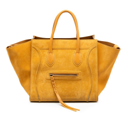 Celine B Celine Yellow Mustard Suede Leather Medium Phantom Luggage Tote Italy
