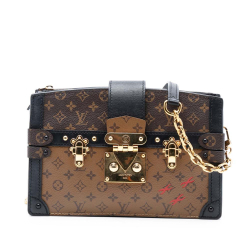 Louis Vuitton B Louis Vuitton Brown Monogram Canvas Fabric Monogram Reverse Trunk Clutch France