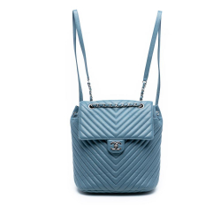 Chanel AB Chanel Blue Lambskin Leather Leather Chevron Lambskin Urban Spirit Backpack Italy