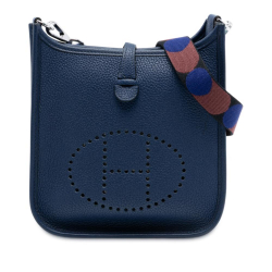 Hermès AB Hermès Blue Dark Blue Calf Leather Clemence Flipperball Strap Evelyne TPM France