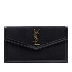Saint Laurent AB Saint Laurent Black Canvas Fabric Monogram Uptown Pouch Italy