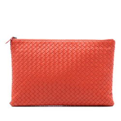 Bottega Veneta B Bottega Veneta Orange Red Orange Nappa Leather Leather Nappa Intrecciato Clutch Italy