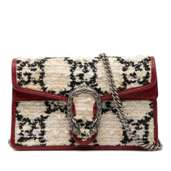 Gucci B Gucci White Tweed Fabric Mini GG Dionysus Crossbody Italy