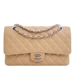Chanel B Chanel Brown Beige Caviar Leather Leather Medium Classic Caviar Double Flap France