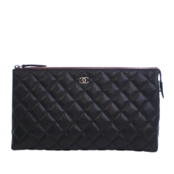 Chanel AB Chanel Black Caviar Leather Leather CC Quilted Caviar Toiletry Pouch France