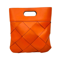 Bottega Veneta AB Bottega Veneta Orange Calf Leather Small French skin Slip Tote Italy