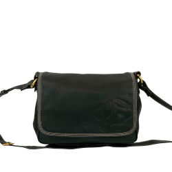 Loewe B LOEWE Black Calf Leather Anagram Flap Crossbody Spain