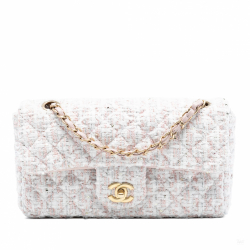 Chanel Classic Single Flap Tweed Matelassè Crossbody Pink