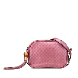 Gucci B Gucci Pink Calf Leather Metallic Microguccissima Sunshine Disco Camera Bag Italy