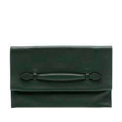 Hermès AB Hermès Green Dark Green Calf Leather Evercolor Pliplat Clutch France