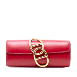 Hermès AB Hermès Red Calf Leather Tadelakt Egee Clutch France