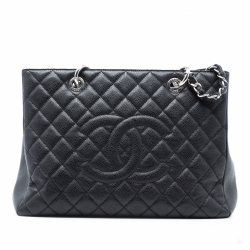 Chanel GST Quilted Caviar Leather Shopper Bag Black