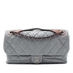 Chanel B Chanel Gray Light Gray Calf Leather Jumbo Iridescent skin In The Mix Flap Italy