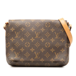 Louis Vuitton B Louis Vuitton Brown Monogram Canvas Fabric Monogram Musette Tango Short Strap France