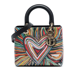 Christian Dior B Dior Black with Multi Calf Leather Limited Edition DiorAmour Medium skin Lady Dior Italy