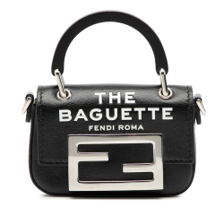 Fendi AB Fendi Black Calf Leather Nano Maxi Handle Baguette Italy