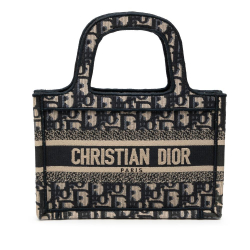 Christian Dior B Dior Blue Navy Canvas Fabric Mini Oblique Book Tote Italy