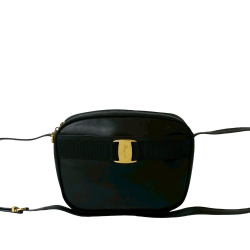 Ferragamo B Ferragamo Black Calf Leather Vara Crossbody Italy
