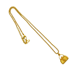 Christian Dior AB Dior Gold Gold Plated Metal CD Logo Bag Pendant Necklace France