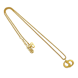 Christian Dior B Dior Gold Gold Plated Metal CD Logo Pendant Necklace France