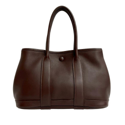 Hermès B Hermès Brown Dark Brown Calf Leather Swift and Silk Bolduc Twilly Garden Party 23 France