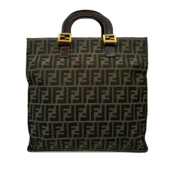 Fendi AB Fendi Brown Canvas Fabric Zucca Twins Tote Italy