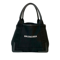 Balenciaga B Balenciaga Black Canvas Fabric Navy Cabas Tote S Italy
