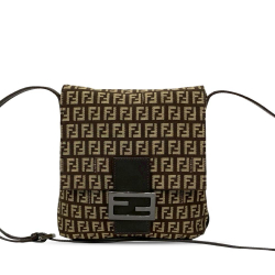 Fendi AB Fendi Brown Canvas Fabric Zucchino Crossbody Italy