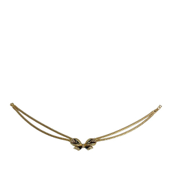 Christian Dior AB Dior Gold Gold Plated Metal Rhinestone and Enamel Ribbon Motif Choker Necklace Germany