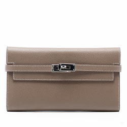 Hermès Kelly Epsom Leather Long Wallet Etoupe
