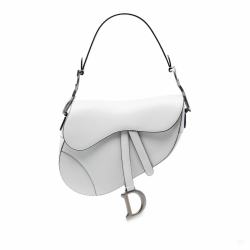Christian Dior Saddle Smooth Calfskin Leather No Strap Handbag White