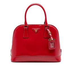 Prada AB Prada Red Saffiano Leather Medium Vernice Open Promenade Satchel Italy