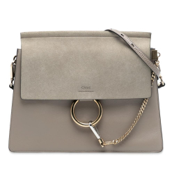 Chloé B Chloé Brown Taupe Calf Leather Medium skin and Suede Faye Crossbody Italy