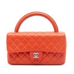Chanel B Chanel Orange Dark Orange Lambskin Leather Leather Lambskin Parent Kelly Flap France