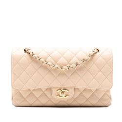 Chanel B Chanel Brown Beige Caviar Leather Leather Medium Classic Caviar Double Flap France