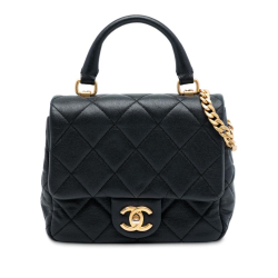 Chanel AB Chanel Black Caviar Leather Leather Mini Quilted Caviar Top Handle Flap Italy