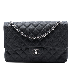 Chanel AB Chanel Black Caviar Leather Leather Jumbo Classic Caviar Double Flap Italy