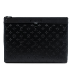 Louis Vuitton AB Louis Vuitton Black Calf Leather Monogram Shadow Discovery Pochette Spain
