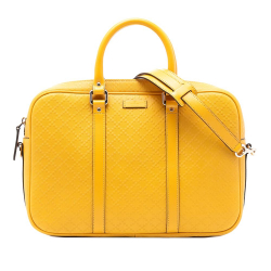 Gucci AB Gucci Yellow Calf Leather Medium Diamante Bright Business Bag Italy