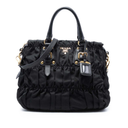 Prada AB Prada Black Nylon Fabric Tessuto Gaufre Satchel Italy