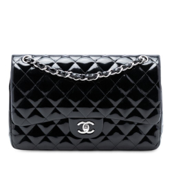 Chanel AB Chanel Black Patent Leather Leather Jumbo Classic Patent Double Flap Italy
